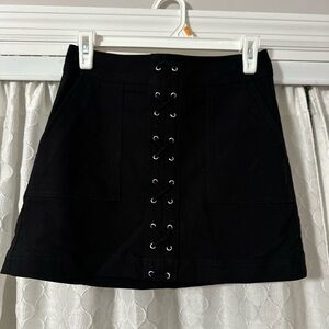 Express Black Lace-Up Mini Skirt